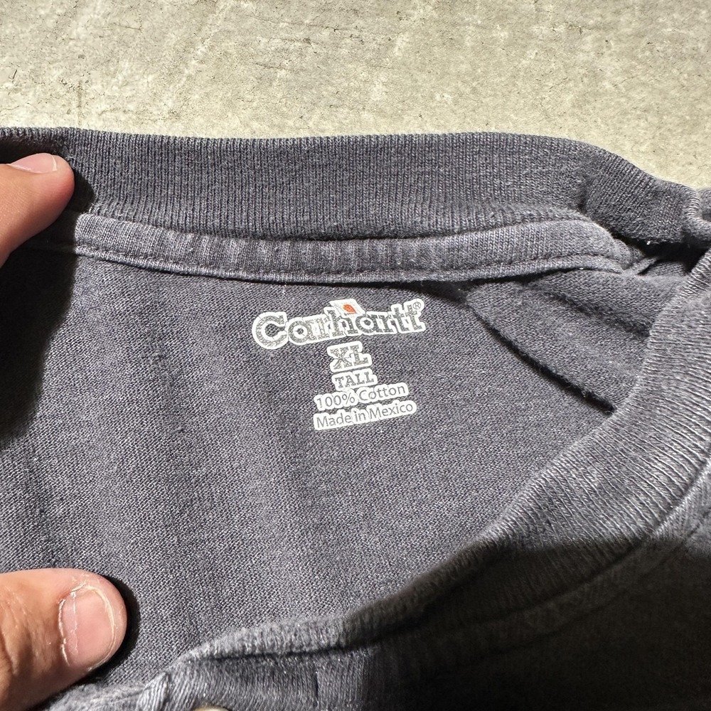 Carhartt Shirt Mens XLT Tall Black Henley Pocket Work T-Shirt Cotton K84 BLK - Picture 3 of 13